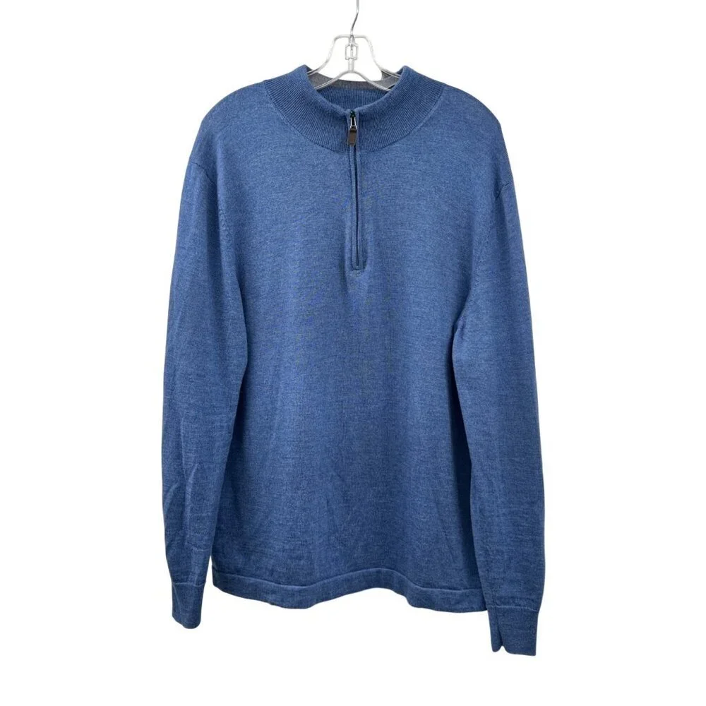 Jos. A. Bank Men's Quarter Zip Sweater Lightweight Blue Size XXL